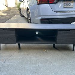 59 in. Gray Wood TV Stand Fits TVs Up to 56 in. with Storage Doors