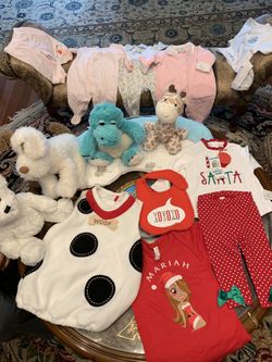 15 pieces baby girl clothing size 6 month and toys