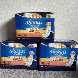 Always Maxi Pads 28 Count, $5 Each