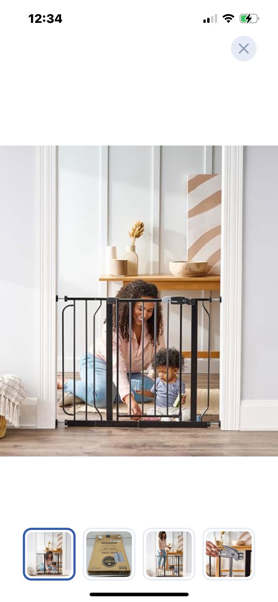 “New”Regalo (29”-38.5”wide/39” High)(black) Safety Gate With Wide Walk Thru Opening,pressure Mounted