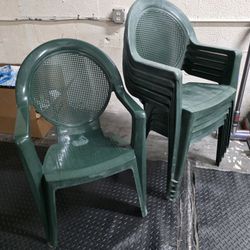 6 Green chairs outdoor indoors