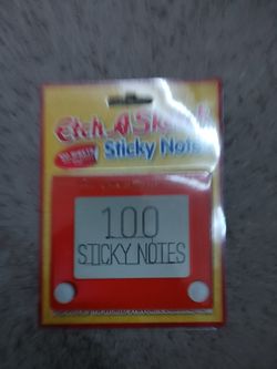 Etch Sketch themed sticky notes