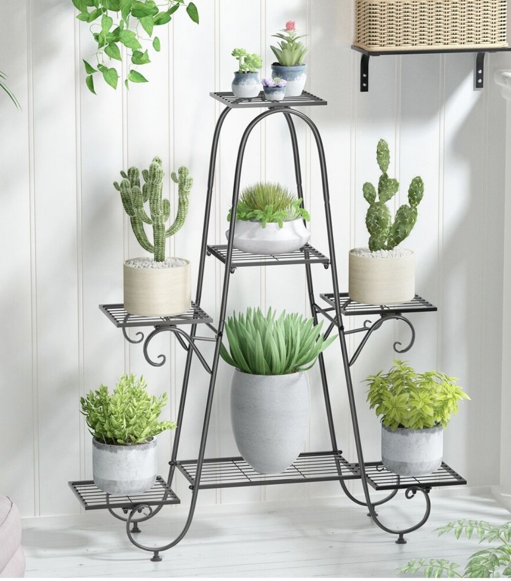 XJJ465-G2 7 Tier Metal Plant Stand Bonsai Holder&Display Rack for Home Garden