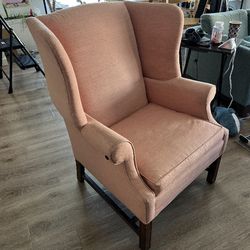 Pink Upholstered Chair With Ottoman