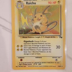 NM! Raichu Fossil 14/62 Holo Unlimited Holo Rare Pokemon TCG card NM!