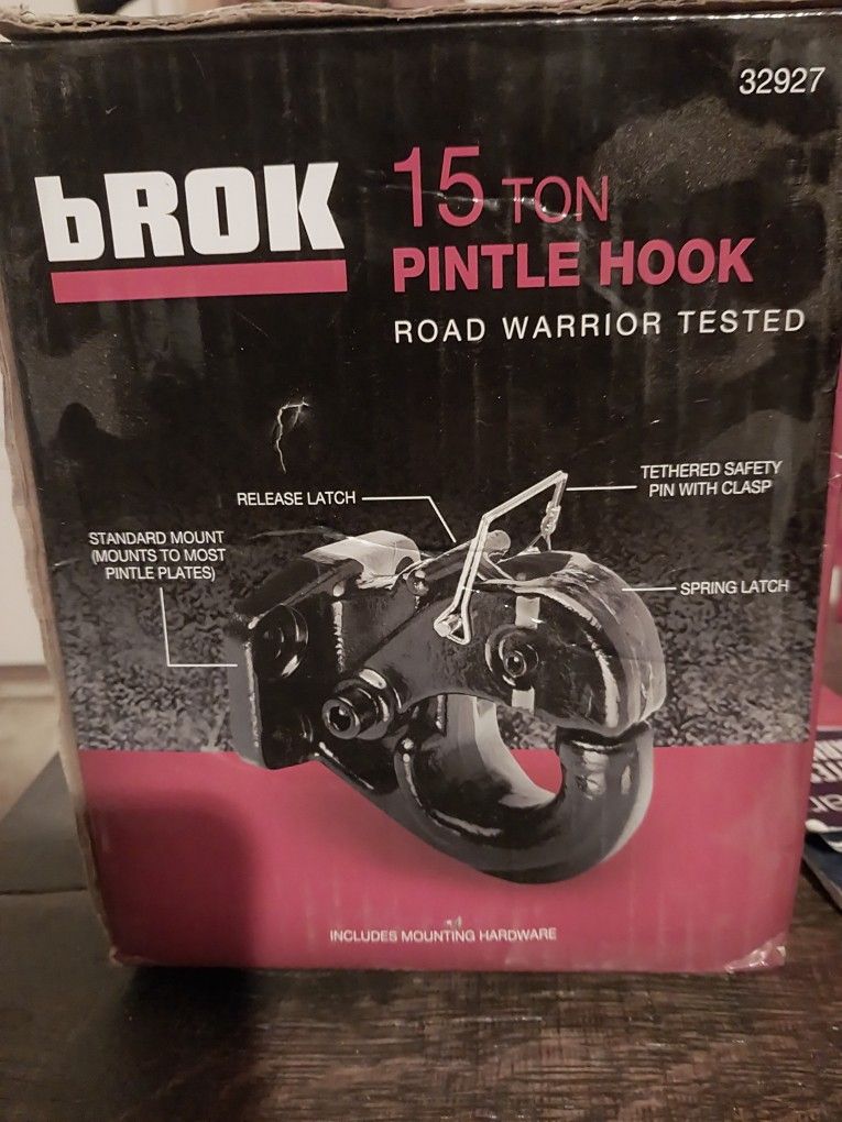 New Brok 15 Ton Pintle Hook, 4 Bolt Mount