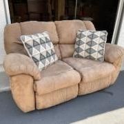 Loveseat Beige Two Recliners Couch