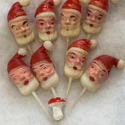 Vintage Santa Claus Cake Toppers Plastic Holiday Christmas Seasonal 