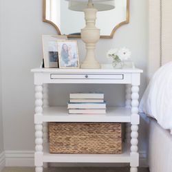 Like New! White Nightstand With Shelves
