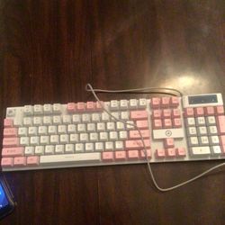 Pink And White Light Up Keyboard 