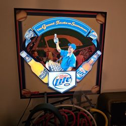 Rare Miller Lite Baseball Beer Vendor LED Bar Sign