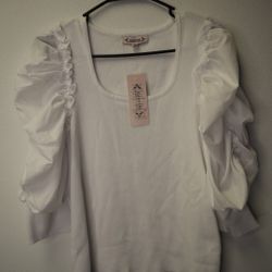 White Ruffle Arm Brand New Shirt For Sale 