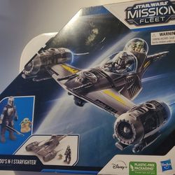 Star Wars Mission Fleet Mando's N-1 Starfighter With Baby Yoda Grogu & Mandalorian 