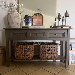 Solid Wood Console Table 3 Drawers (4ft L x 1ft 1/2” D x 29” H)