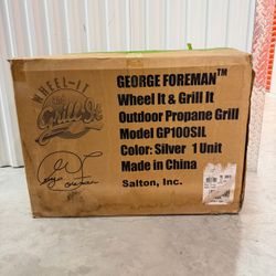 George Foreman Wheel-It & Grill-It Outdoor Propane Grill NIB GP100SIL