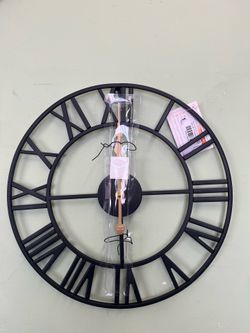 Sorbus 16" Metal Wall Clock Roman Numeral - Black