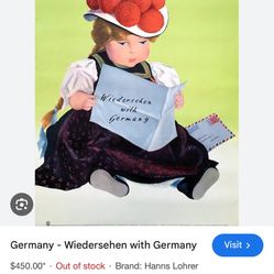 Vintage Framed “German” Poster 