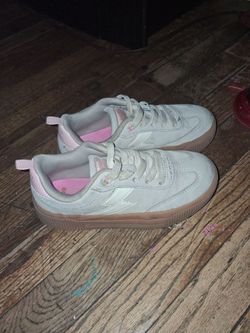White and Pink Low-Top Sneakers