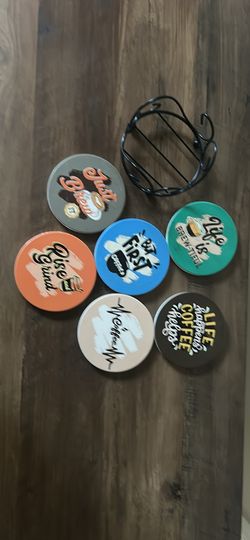 Coffee Coasters Set of 6 with Holder