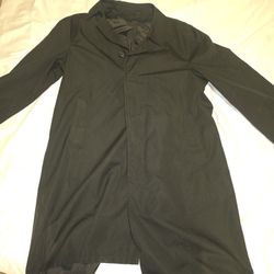 Men's Black Trench Coat - Classic Style, Approx. Size Large
