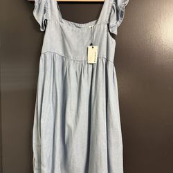 Blue Jean Ruffle Strap Dress New With Tags Size Medium