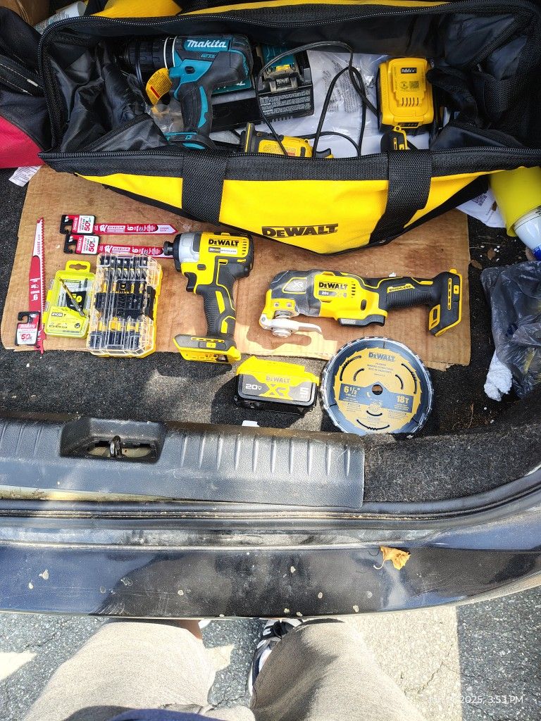 DeWalt Drill And Multi Tool Plus Bits And 5ah Battery