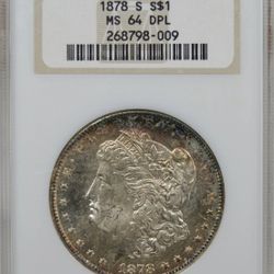 1878-S $1 Morgan Dollar, MS64 DMPL NGC, Fatty Holder Grade sheet Is $2,500