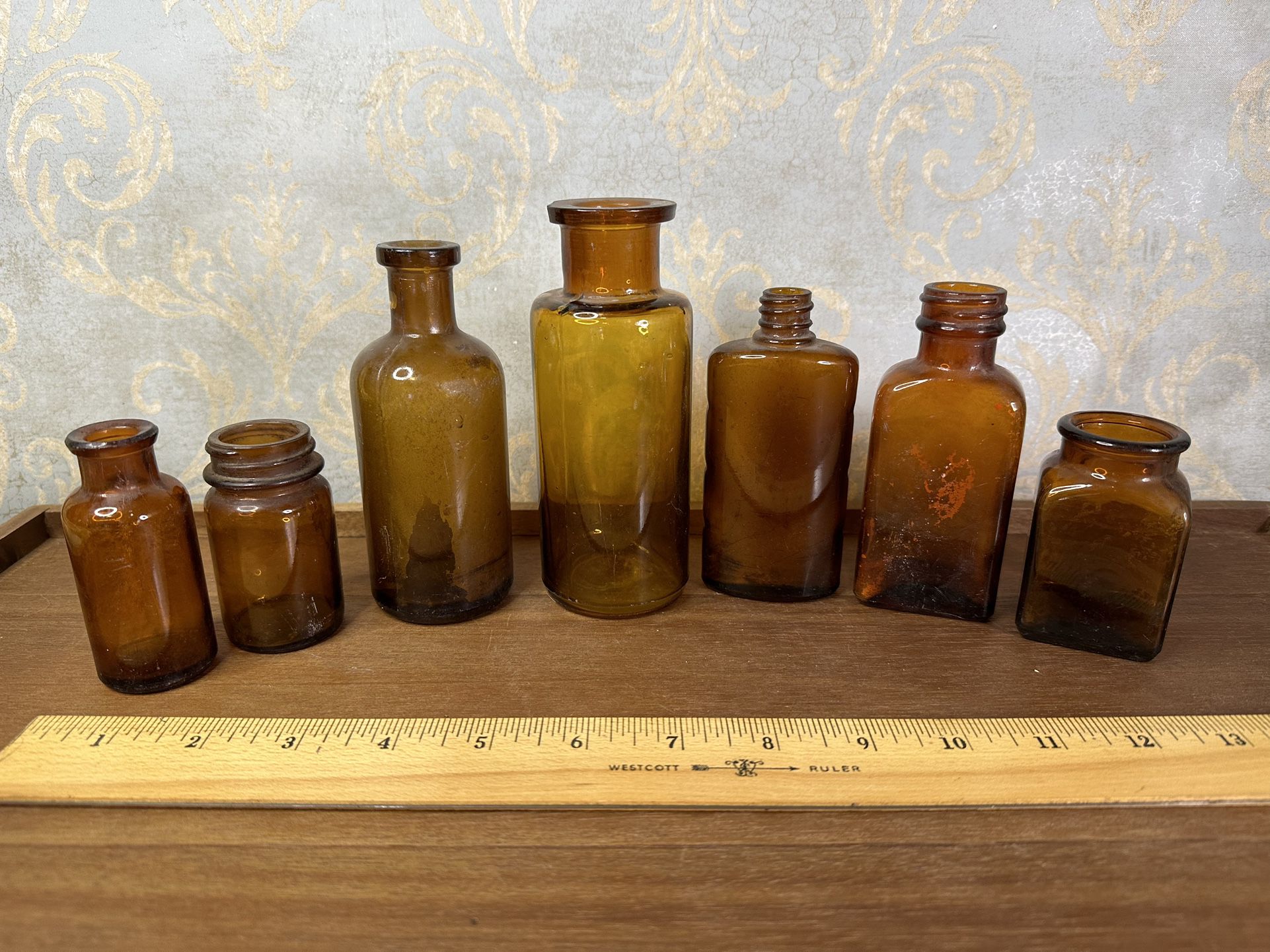 Antique Amber Glass Bottles