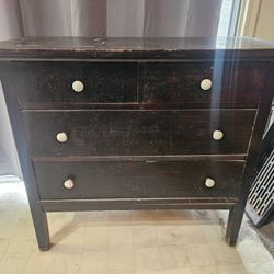 Vintage Dark Wood Dresser 4 Drawer