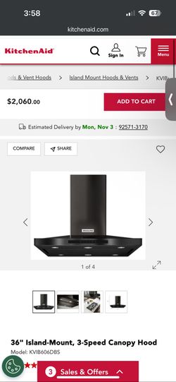 36 in. Island Canopy Range Hood in PrintShield Black Stainless (81)