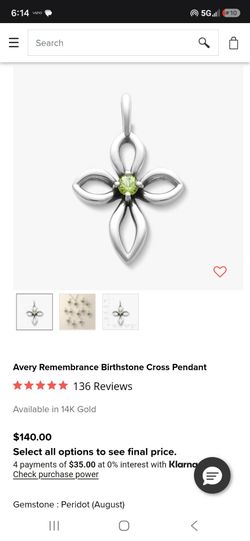 James Avery Remembrance Birthstone Cross Pendant