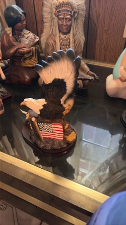 Bald Eagle and American Flag Resin Figurine