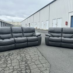 Power Reclining Gray Sofa & Loveseat (Free Delivery!)