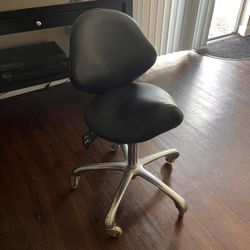 Saddle Stool With Back Support Roller Chair