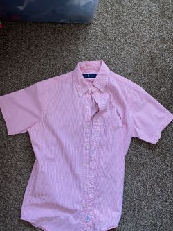 Polo Ralph Lauren Men’s Small Pink And White Stripped Line Short-Sleeve Button-Up Shirt