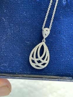 14k solid white gold diamonds necklace