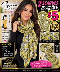 🌼 BRAND NEW Cejon “Wrap It Up” Floral Scarf – 2 FOR ONLY $5! 🌼