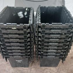 Industrial Stackable Plastic Totes With Hinged Lids
