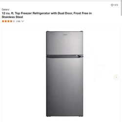 Galanz 12 cu. ft. Top Freezer Refrigerator with Dual Door, Frost Free in Stainless Steel