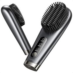 Brand New Llano Portable Cordless Hair Straightener Brush, No Blowing Air and Not a Hot Air Brush, 100 Million Negative Ions Enhance Smoothing and Str