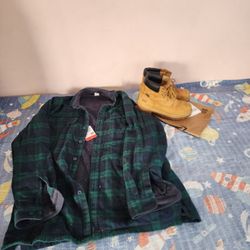 Outdoor Workers-construction Revarsable Mens  Coat/shirt  & Winter  Boots. Size # 8M Both New..both For Only $35