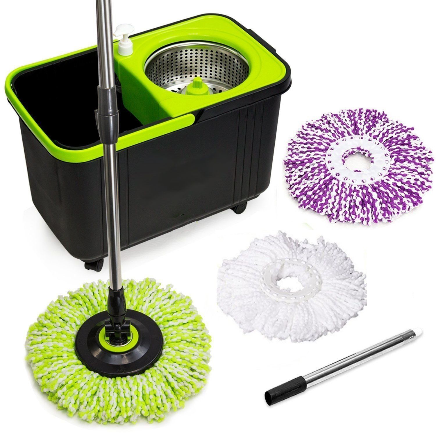 Simpli-Magic 79117 Spin Mop Cleaning Kit with Refills, Mop & Refills, Purple And White