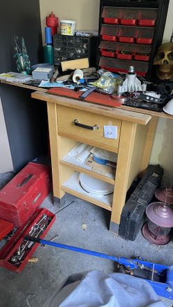 Wood Work Bench W Drawer 