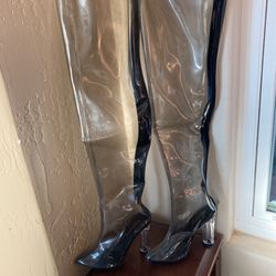 Clear Thigh High Heels See Through Shoes Cosplay