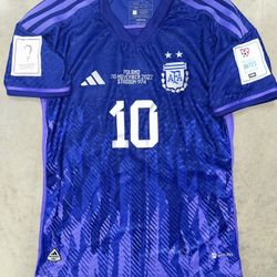 Argentina 2022 World Cup #10 MESSI Adidas Away Purple vs POLAND Soccer Jersey M