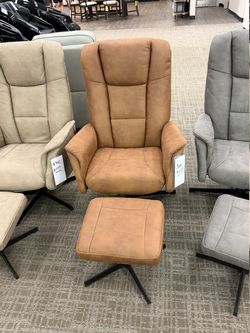 Swivel Recliner with Ottoman - Caramel | Reclining Chair | Lounge Chair