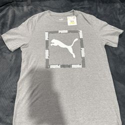 PUMA Men's Graphic T-Shirt Short Sleeve Grey Medium Size