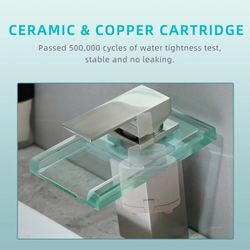 4 in. Waterfall Widespread Single Handle Bathroom Faucet with LED Light In Chrome