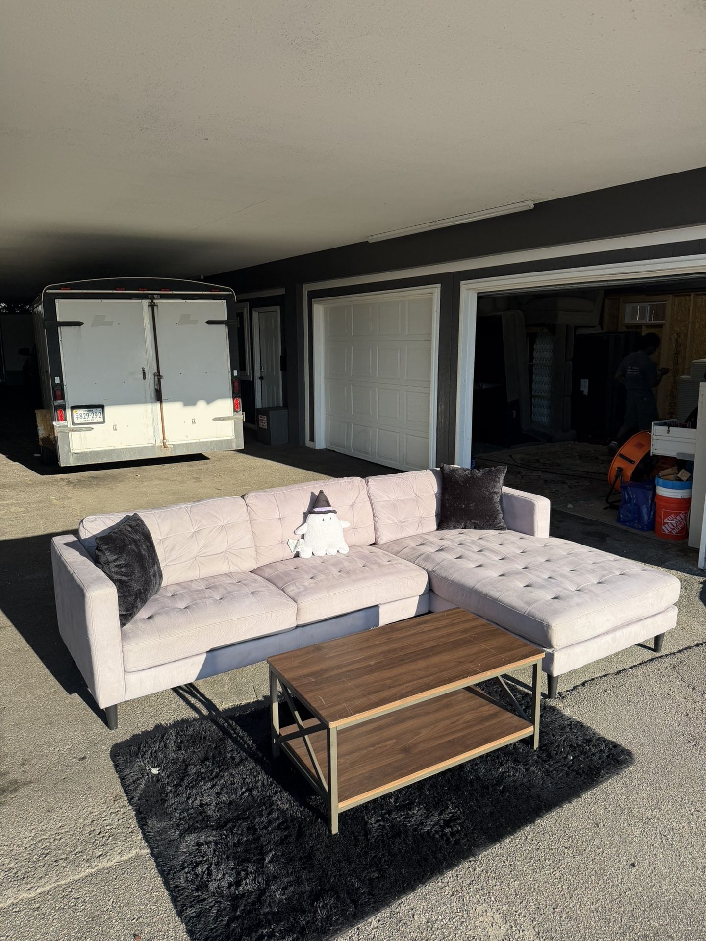 Gray Tufted Sectional Couch