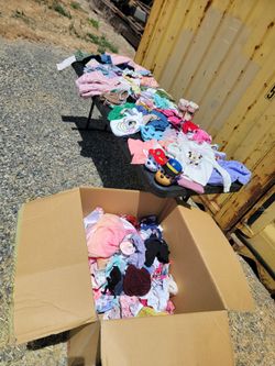 Large box of Baby and Toddler Girl Clothing Lot - Cat & Jack, Disney, Paw Patrol sizes 12-24M
